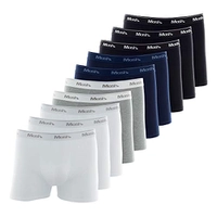 [TAM P] Kit 10 Cuecas Boxer Cot Ela Bord, Mash, Masculino, Branco/Preto/Cinza Escuro/Azul Marinho, P