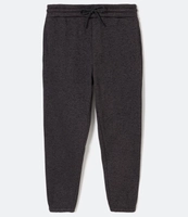 Calça com Cós Elástico Cordão e Barra Ajustada Cinza Escuro