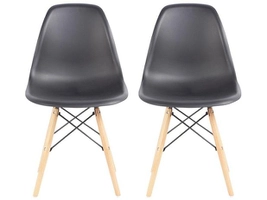 Jogo de Cadeiras Pé Palito Assento Preto Nell (famosa cadeira Eames) Leve 2 conjuntos Pague 1 (4 cadeiras) | R$ 275