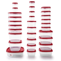 Recipientes para alimentos Rubbermaid, 60 peças com tampas, transparente e vermelho