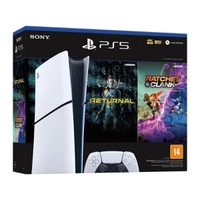 [1ª COMPRA / APP] Console PlayStation 5 Slim Edição Digital, SSD 1TB + Jogo Returnal + Ratchet & Clank PS5