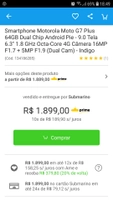 Motorola Moto G7 Plus 64GB Dual Chip 9.0 Tela 6.3" 1.8 GHz Octa-Core 4G Câmera 16MP F1.7 + 5MP F1.9 - Indigo | R$1.889 (R$1.519 com AME)
