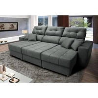 Sofá Retrátil e Reclinável Cama inBox Diamond 2,25m Suede Velusoft Cinza | R$1.300