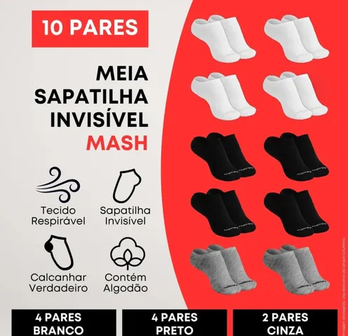Kit 10 pares de meias Mash