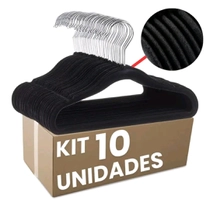 Cabide Veludo Premium Preto Adulto Kit 10 Peças Maxx