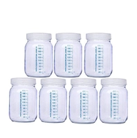 Kit com 7 Potes de Vidro para Armazenar Leite Materno 200ml Com Graduação
