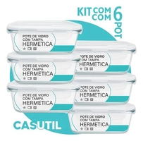Kit 6 Potes de Vidro 640ml Herméticos Vermelhos
