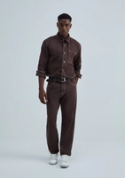 【Tam.: 44 】Calça Reta Masculina em Sarja Marrom / HERING