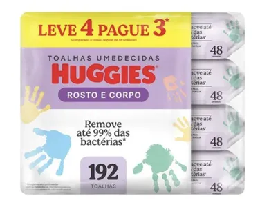 [Leve 3/ Cada R$ 23] Kit Lenços Umedecidos Huggies Rosto e Corpo