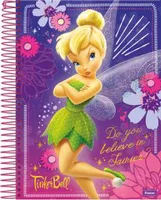 Caderno TinkerBell capa dura, 96 folhas R$9,90