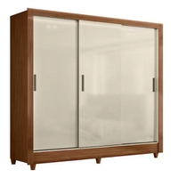 Guarda Roupas Casal com 3 Portas de Correr 2 Gavetas França Andirá - Bege | Marrom
