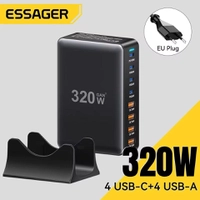 [R$154 Moedas] Carregador Essager 320W GaN  USB C + USB A 