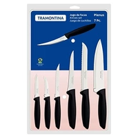 Jogo de Facas Inox com Cabos Pretos 7 Peças