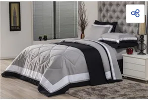 Edredom Queen Plumasul Soft Comfort Microfibra 100% Poliéster – 240 x 260 cm – Cinza - R$416