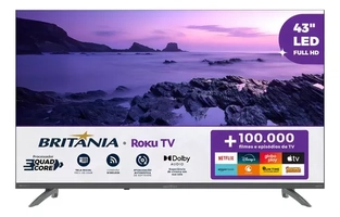 Smart Tv 43'' Britânia Btv43va4regb Roku Tv Led Dolby Audio