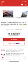 Macbook Apple Air MQD32BZ/A Intel Core i5 13,3" 8GB SSD 128 GB 5ª Geração Mac OS Sierra | R$6.000