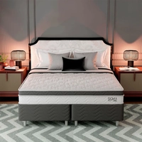 Cama box com colchão Queen Sigma molas ensacadas (22x158x198) branco e cinza