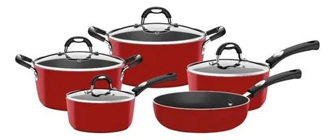 Jogo de Panelas Mônaco 5 Peças Vermelho