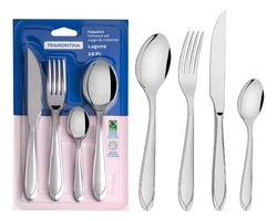 Faqueiro Laguna Em Aço Inox 16 Peças Tramontina Cor Cinza