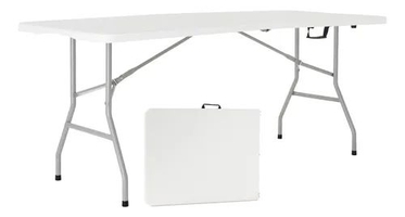 Mesa Dobrável Portátil 1,80m com Alça Branca