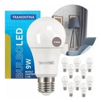 [R$ 1,89 cada] Kit 10 Lâmpada Led 9w Bulbo 6500k Luz Branco Frio Tramontina