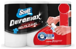 (PRIME / R$22,22 + Por -) Scott Duramax Pano Reutilizável em Rolo, Branco, 174 Folhas (3 Unidades de 58 Folhas) 