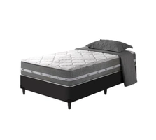 Cama Box Solteiro King Preto + Colchão Molas Ensacadas Miami 96x203x60cm