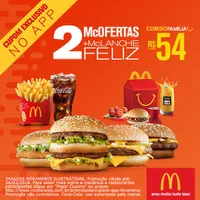 Combo família: 2 McOfertas + McLanche Feliz no McDonald's - R$54