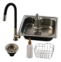 Cuba Cozinha Gourmet De Aço Inox 304 Escovado 50x40 Grande Melhor Quadrada Com Acessórios Completa C/ Torneira Flexível De Abs Preta 360°