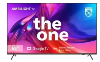 Smart TV LED 65'' Philips The One 65PUG8808/78 4K UHD com Wi-Fi, com 4 HDMI, 2 USB, 120Hz, Preto