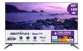 Smart Tv 50 Britânia Btv50va4regb Roku Tv Led Dolby Audio