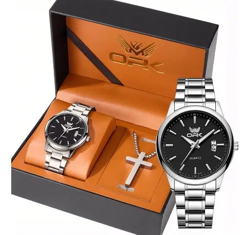Conjunto Relógio e Colares Masculino 6010