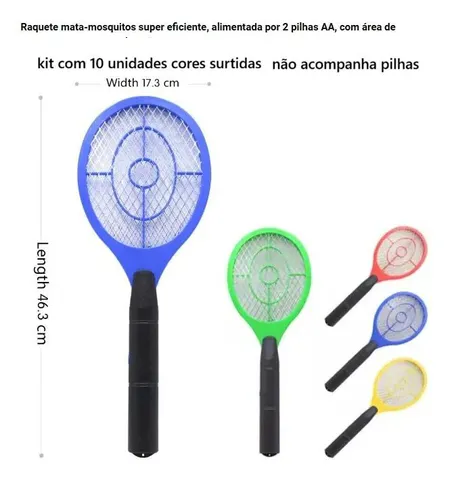[R$ 8,90 cada] Kit 10 Raquetes Elétricas Mata Mosquito 2 Pilhas