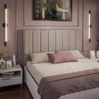 Cabeceira para Cama Box Queen Dobuê Veneza com Revestimento em Veludo - Bege