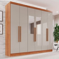 [APP] Guarda-Roupa Casal Com Espelho 6 Portas 2 Gavetas FrançaCinamomo/Off-White