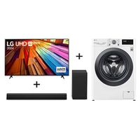 Combo LG Smart TV LG UHD 4K UT80 65" + Soundbar S40T + Lavadora Smart VC5 11kg Branca 220V