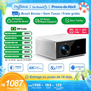 [Envio do Brasil] Projetor Thundeal TDA7W, 1080P Nativo, Selado, Android 13, WiFi 6, Suporte 4K, 19 Mil Lumens
