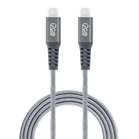 Cabo USB-C + USB-C I2GO 2m 3A Nylon Trançado Chumbo - I2GO PRO
