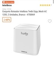 Conjunto Roteador Intelbras Twibi Giga, Mesh AC 1200, 2 Unidades, Branco - 4750069