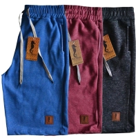 Kit 3 Short Bermuda Moletom Polo Marine Preto, Vinho e Azul Royal