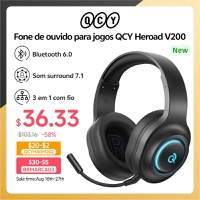 Headset QCY Heroad V200 Gaming Bluetooth 7.1 EQ RGB