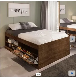 Cama Bau Casal com Sapateira Embutida Malbec Vanessa Framar