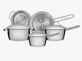 Jogo de Panelas Tramontina Allegra em Aço Inox com Fundo Triplo 5 Peças