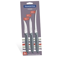 [Prime] Jogo de Facas 3 Peças Tramontina Plenus Cinza | R$12
