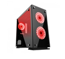 Gabinete Gamer Gamemax Hero, Mid Tower, Vidro temperado, Com 3 Fans Red, Black, S-Fonte