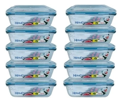 Kit 10 Potes de Vidro 640ml Rishon Retangular Azul