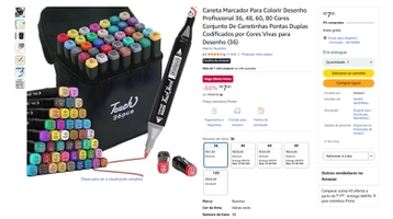 Conjunto Canetinhas Dupla Ponta p/ Desenho 36 Cores