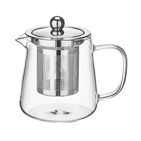 Chaleira Bule De Vidro Com Infusor de Chá Inox 750ml