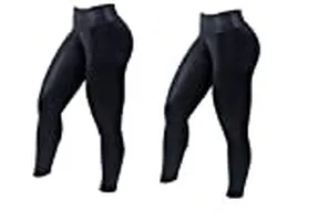 Kit 2 Legging Cirre Couro Fake Lisa Cós Alto R$52