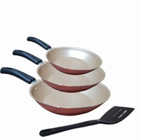 Conjunto 3 Frigideiras Antiaderente + Espátula de Nylon